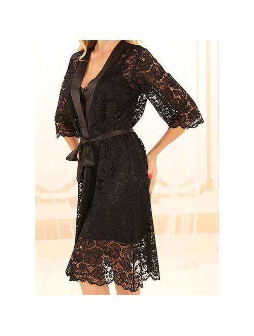 Халат Х-М-23 чорний гіпюр